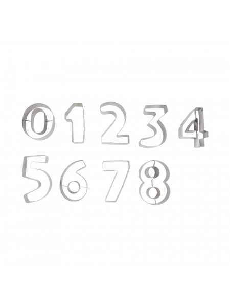 Набор вырубок форм для приготовления пряников и печенья, Цифры, 6.5см, 9 штук, нержавеющая сталь, Paderno. (47421-09)