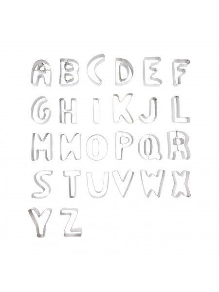 Набор вырубок форм для приготовления пряников и печенья, Английский алфавит, 7-8 см, 26 штук, нержавеющая сталь, Paderno. (47422-26)