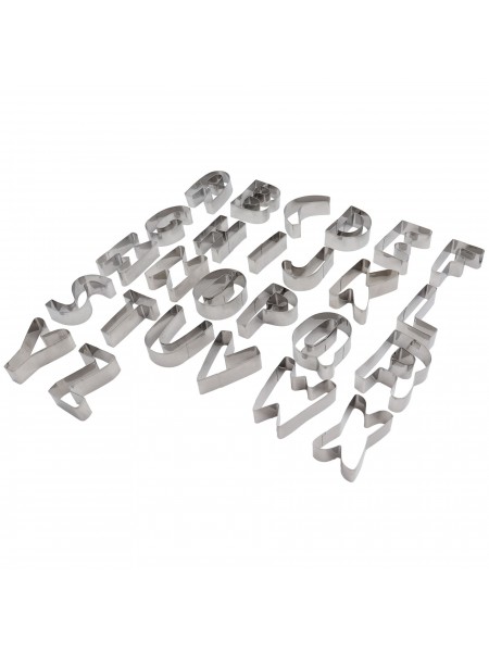 Набор вырубок форм для приготовления пряников и печенья, Английский алфавит, 7-8 см, 26 штук, нержавеющая сталь, Paderno. (47422-26)