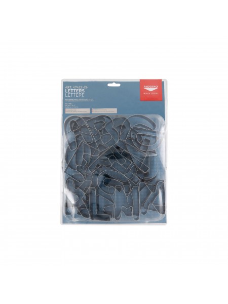 Набор вырубок форм для приготовления пряников и печенья, Английский алфавит, 7-8 см, 26 штук, нержавеющая сталь, Paderno. (47422-26)