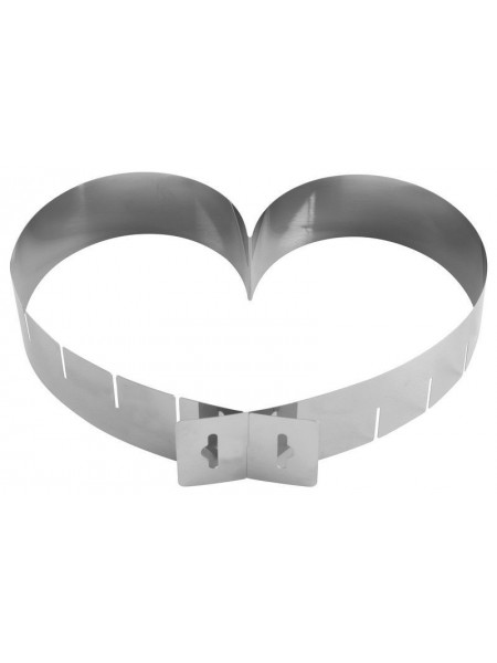 Форма кондитерская раздвижная, Сердце, 14,5-26,5 см, h-5 см нержавеющая сталь, Paderno. (47542-00)