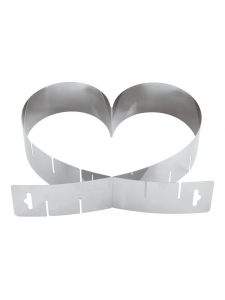 Форма кондитерская раздвижная, Сердце, 14,5-26,5 см, h-5 см нержавеющая сталь, Paderno. (47542-00)