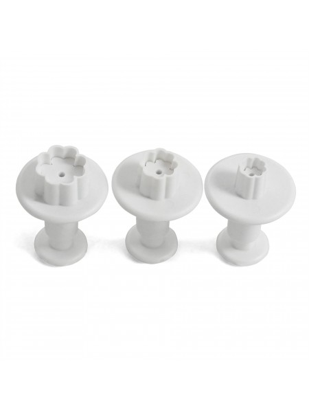 Набор вырубок для мастики с выталкивателем, Цветок, 3 штуки, 0,8-1-1,5 см, пластик, Paderno. (47622-02) (47622-02)