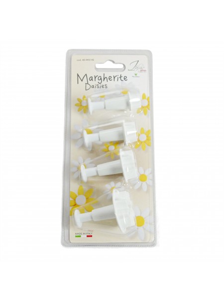 Набор вырубок для мастики с выталкивателем, Маргаритка, 4 штуки, 1.2-2-2.8-3.5 см, пластик, Paderno. (47622-26) (47622-26)