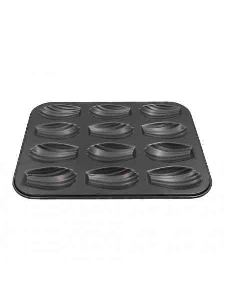 Кондитерская форма для выпечки, Мадлен, 26х21 см, 12 ячеек 7,2х4х1,4 см, с антипригарным покрытием, Paderno. (47731-12)