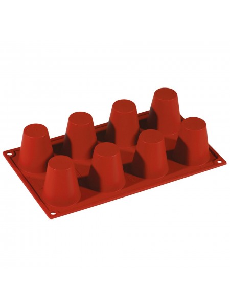 Кондитерская силиконовая форма для выпечки, Ром-баба, 17.5х30 см, 8 ячеек 5.5х6 см, Paderno. (47742-02)