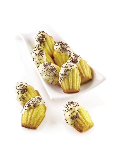 Кондитерская силиконовая форма для выпечки, Мадлен, 17.5х30 см, 9 ячеек 6.8х4.5х1.7 см, Paderno. (47742-21)