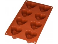 Кондитерская силиконовая форма для выпечки «Сердце» 17.5х30 см, 8 ячеек 6.5х6х3.5 см, Paderno. (47742-25)