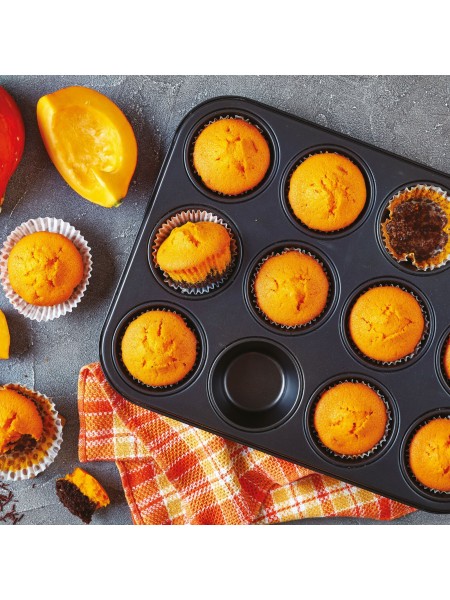 Кондитерская форма для выпечки маффинов, 31х24 см, 12 ячеек 6,8х1 см, с антипригарным покрытием, Paderno. (47748-35)