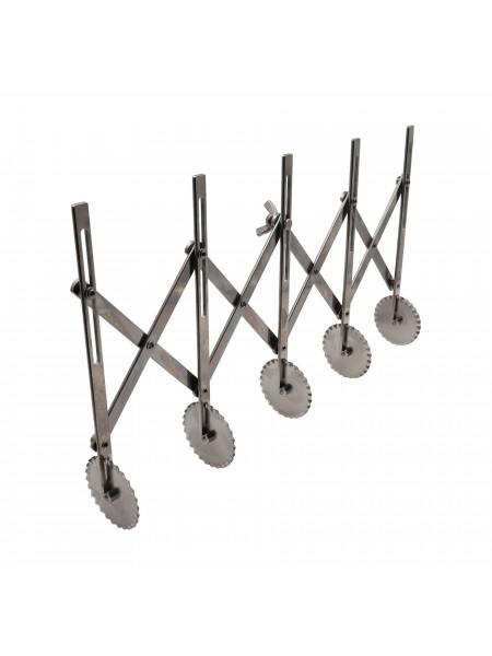 Нож роликовый для резки теста, раздвижной, 5 рифленых роликов D-5,5 см, нерж.сталь, Paderno. (47821-05)