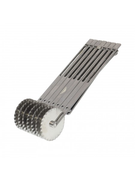 Нож роликовый для резки теста, раздвижной, 7 рифленых роликов D-5,5 см, нерж.сталь, Paderno. (47821-07)