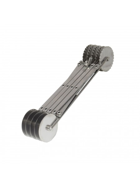 Нож роликовый для резки теста, раздвижной, двухсторонний (ровный/волнистый), по 5 роликов D-5,5 см с каждой стороны, нерж.сталь, Paderno. (47822-05)