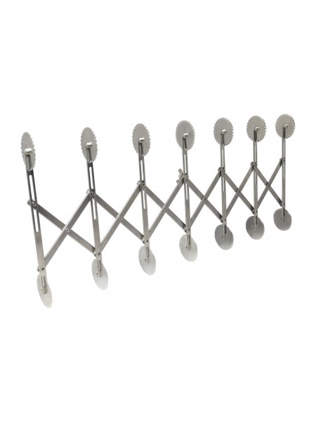 Нож роликовый для резки теста, раздвижной, двухсторонний (ровный/волнистый), по 7 роликов D-5,5 см с каждой стороны, нерж.сталь, Paderno. (47822-07) (47822-07)