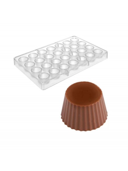 Кондитерская форма для шоколадных конфет, 27.5х17.5 см, 28 ячеек 30х19 мм, поликарбонат, Paderno. (47860-35) (47860-35)