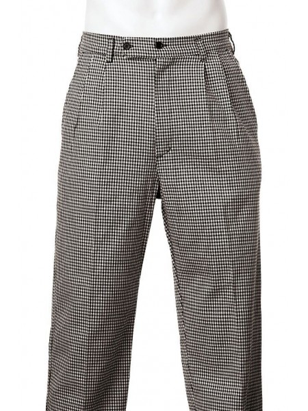 Брюки поварские, на поясе, боковые и задний карманы, 100% хлопок, 185 gsm, черно-белая клетка, в комплекте с ручником, размер 46, Paderno. (48536-03)