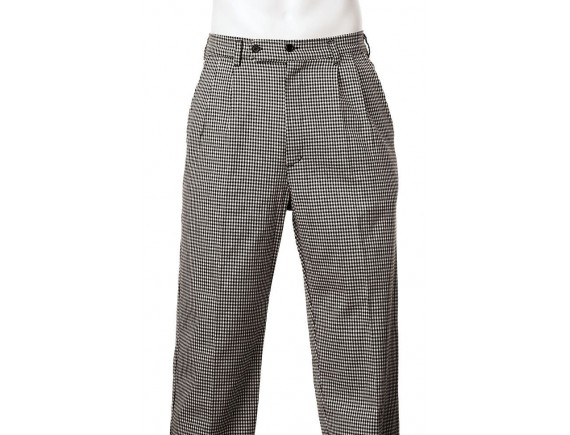 Брюки поварские, на поясе, боковые и задний карманы, 100% хлопок, 185 gsm, черно-белая клетка, в комплекте с ручником, размер 46, Paderno. (48536-03)