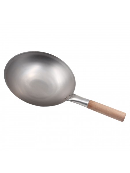 Сковорода ВОК, 30,5х9 см, сталь, деревянная ручка, Paderno. (49604-31)