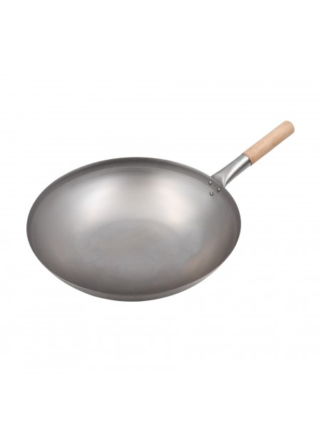 Сковорода ВОК, 35,5х11 см, сталь, деревянная ручка, Paderno. (49604-36)