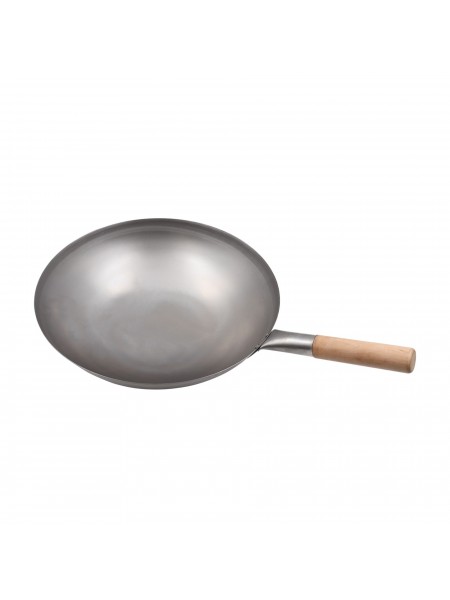 Сковорода ВОК, 35,5х11 см, сталь, деревянная ручка, Paderno. (49604-36)