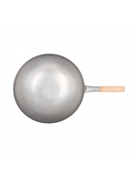 Сковорода ВОК, 35,5х11 см, сталь, деревянная ручка, Paderno. (49604-36)