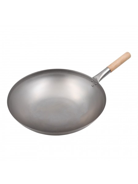 Сковорода ВОК, 40,5х12 см, сталь, деревянная ручка, Paderno. (49604-41)