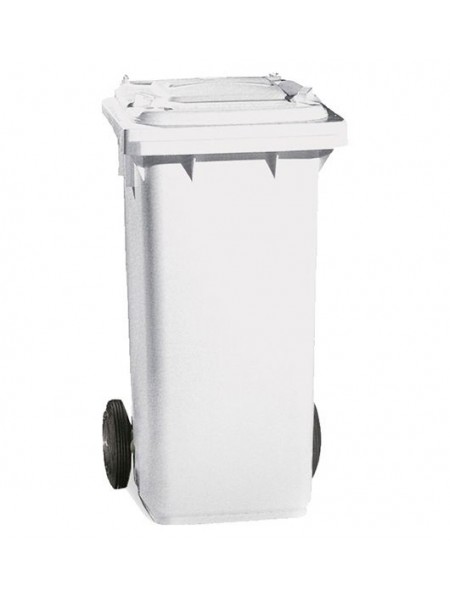 Контейнер полиэт. (120 л) для отходов с двумя Ø 200 мм осевыми колесами, белый с крышкой (5051)