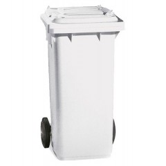 Бак для мусора, 120 л, на колесах, с педалью и крышкой, белый (5053)