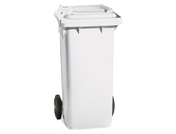 Бак для мусора, 120 л, на колесах, с педалью и крышкой, белый (5053)