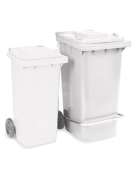 Бак для мусора, 240 л, на колесах, с педалью и крышкой, белый (5295)