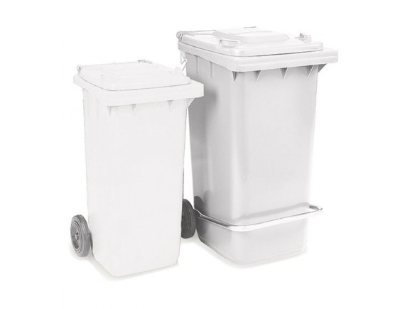 Бак для мусора, 240 л, на колесах, с педалью и крышкой, белый (5295)