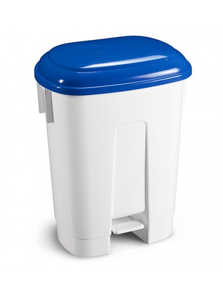 Контейнер Derby с педалью, кольцом для полиэтиленового пакета, полипроп. 60 л, белый с синей крышкой (5692)