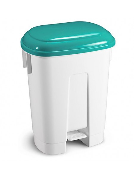 Контейнер Derby с педалью кольцом для полиэтиленового пакета, полипроп. 60л, белый с зеленой крышкой (5694)