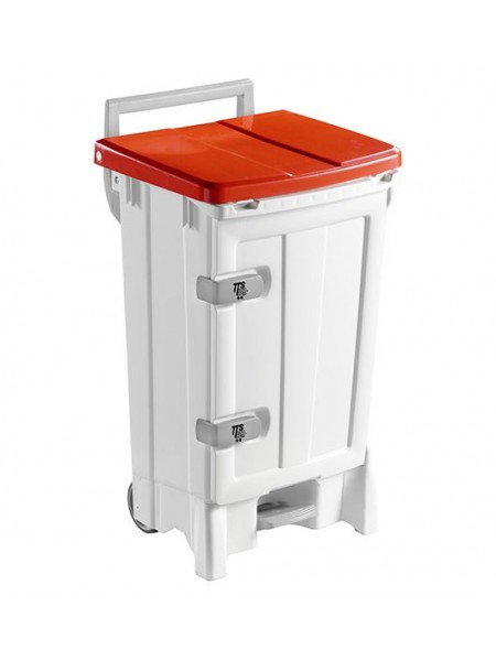 Контейнер OpenUp90 с педалью, дверью и красной крышкой, полипроп. 90л, белый (5701)