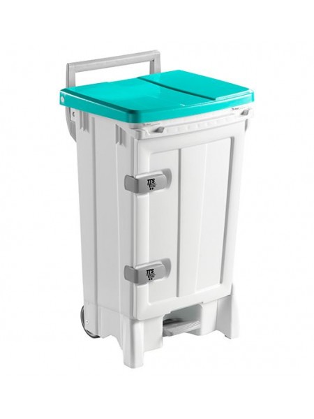 Контейнер OpenUp90 с педалью, дверью и зеленой крышкой, полипроп. 90л, белый (5704)