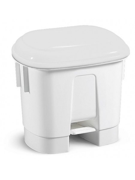 Контейнер мусорный с педалью и разделителем для двух мешков, полипропилен, белый с белой крышкой (5730)