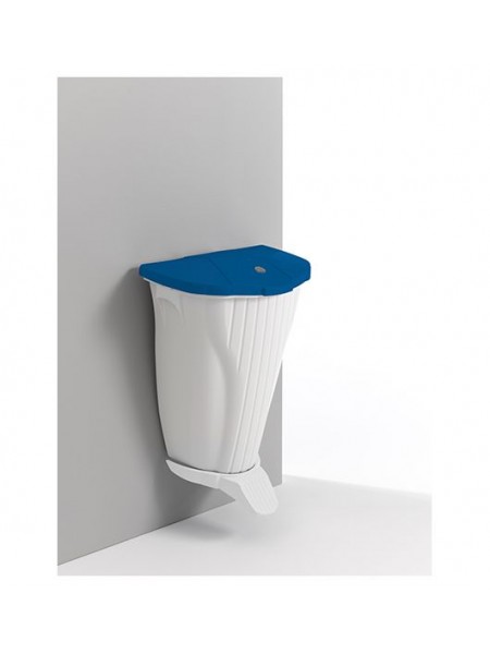 Ведро мусорное Wall-Up, 50 л, белое c педалью и желтой крышкой (5840)