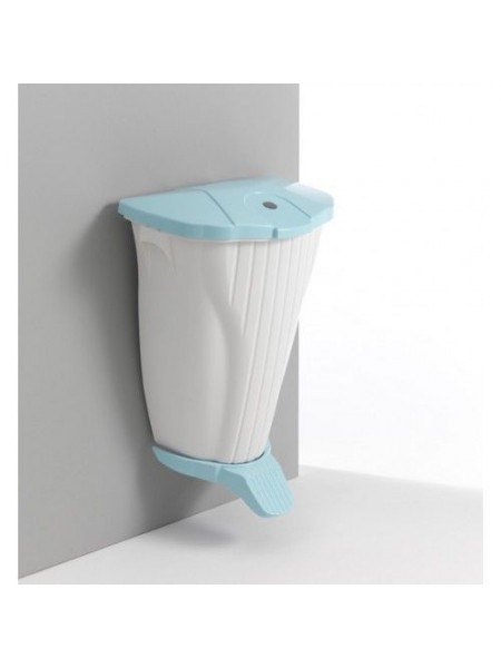 Настенное мусорное ведро Wall-UP , 50л, белое c педалью и голубой крышкой (5840wy)