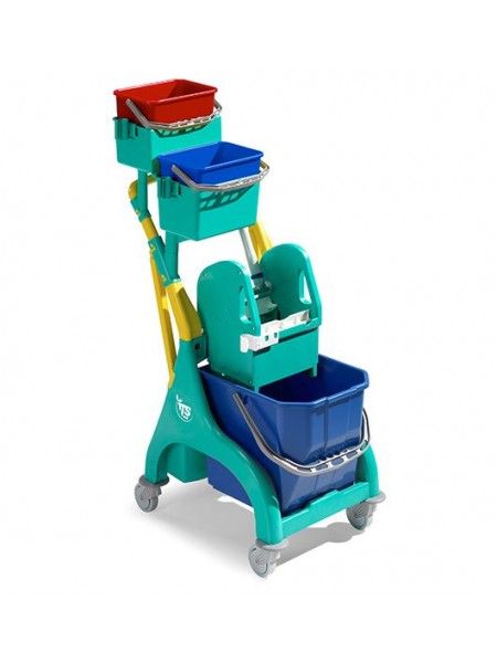 Тележка Nick plus 20, пласт база, отжим TEC, 15 л синее ведро и 2x4 л синее и красное ведро (6515)