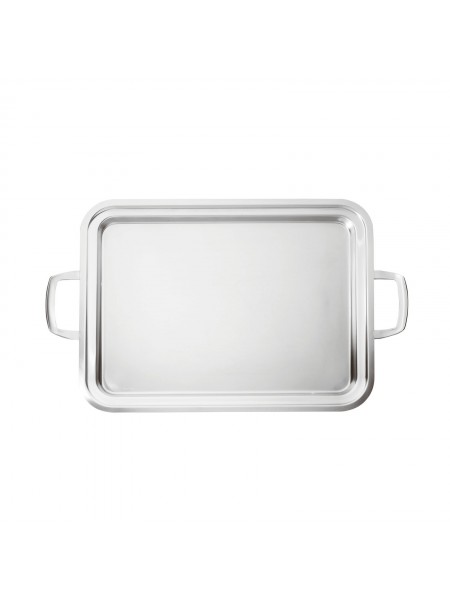 Поднос прямоугольный металлический, с ручками, 40х26 см, нержавеющая сталь, Paderno. (66324-40)