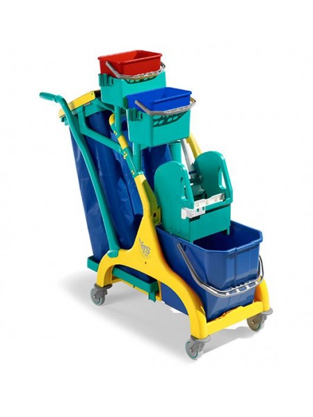 Тележка NICK STAR 30, пластик.база желтая, ведро 25л, 2*4 л ведра и отжим Тес (6729)