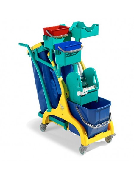 Тележка NICK STAR 110, пластик.база желтая, ведро 15 л, 2*4 л ведра и отжим Тес (6745)