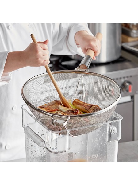 Сито кухонное большое с поддержкой, нержавеющая сталь, D-35 см, ручка дерево, Dali Group. (74350)