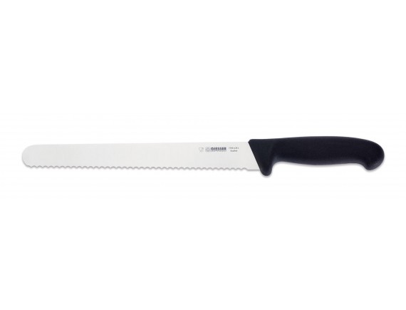 Кухонный нож для нарезки хлеба с зубчатым лезвием, 25 см, ручка TPE, Giesser. (7705 w 25)