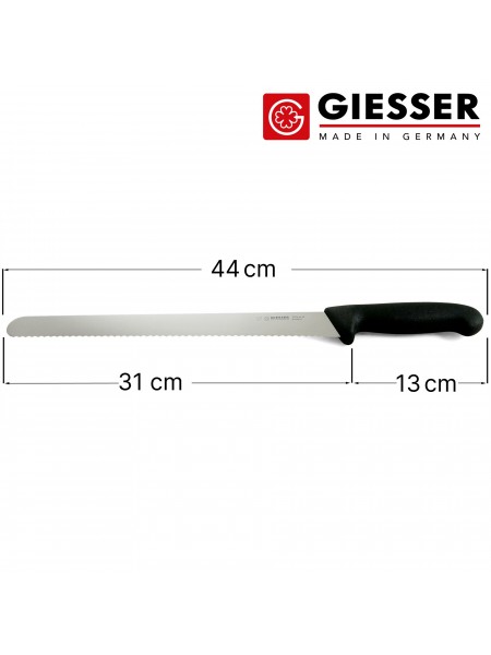 Кухонный нож для нарезки хлеба с зубчатым лезвием, 31 см, ручка TPE, Giesser. (7705 w 31)