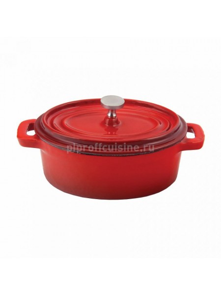 Кастрюля порционная, 250 мл красная, овальная 12 см эмалир.чугун, Proff Cuisine. (81200101)