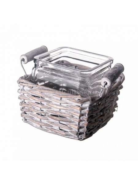 Набор для подачи, (квадр.стекл.банка 12*12*12 в плетен.метал.подставке), Proff Cuisine. (81200131)