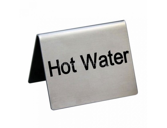 Табличка настольная в ресторан «Hot Water», 5x4 cм, сталь, Proff Cuisine. (81200201)