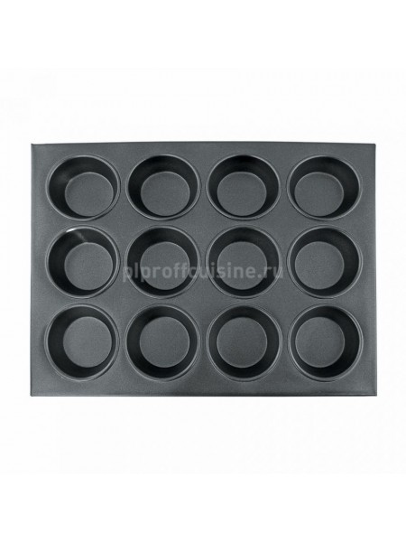 Противень для маффинов, алюминиевый, с антипригарным покрытием, 35.5х27 см, 12 ячеек 7х3 см, Proff Cuisine. (81200222)