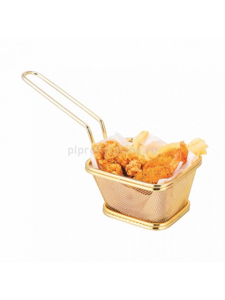 Сервировочная корзинка для подачи, металлическая «Gold» 10.5х9х6.5 см, Proff Cuisine. (81200323)