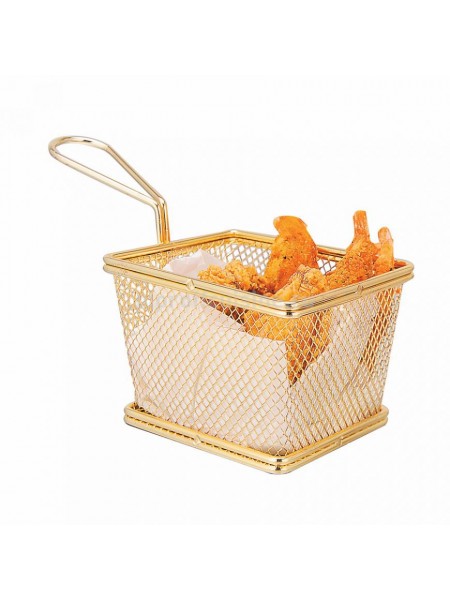Сервировочная корзинка для подачи, металлическая «Gold» 12.5*10*8.5 см, Proff Cuisine. (81200324)